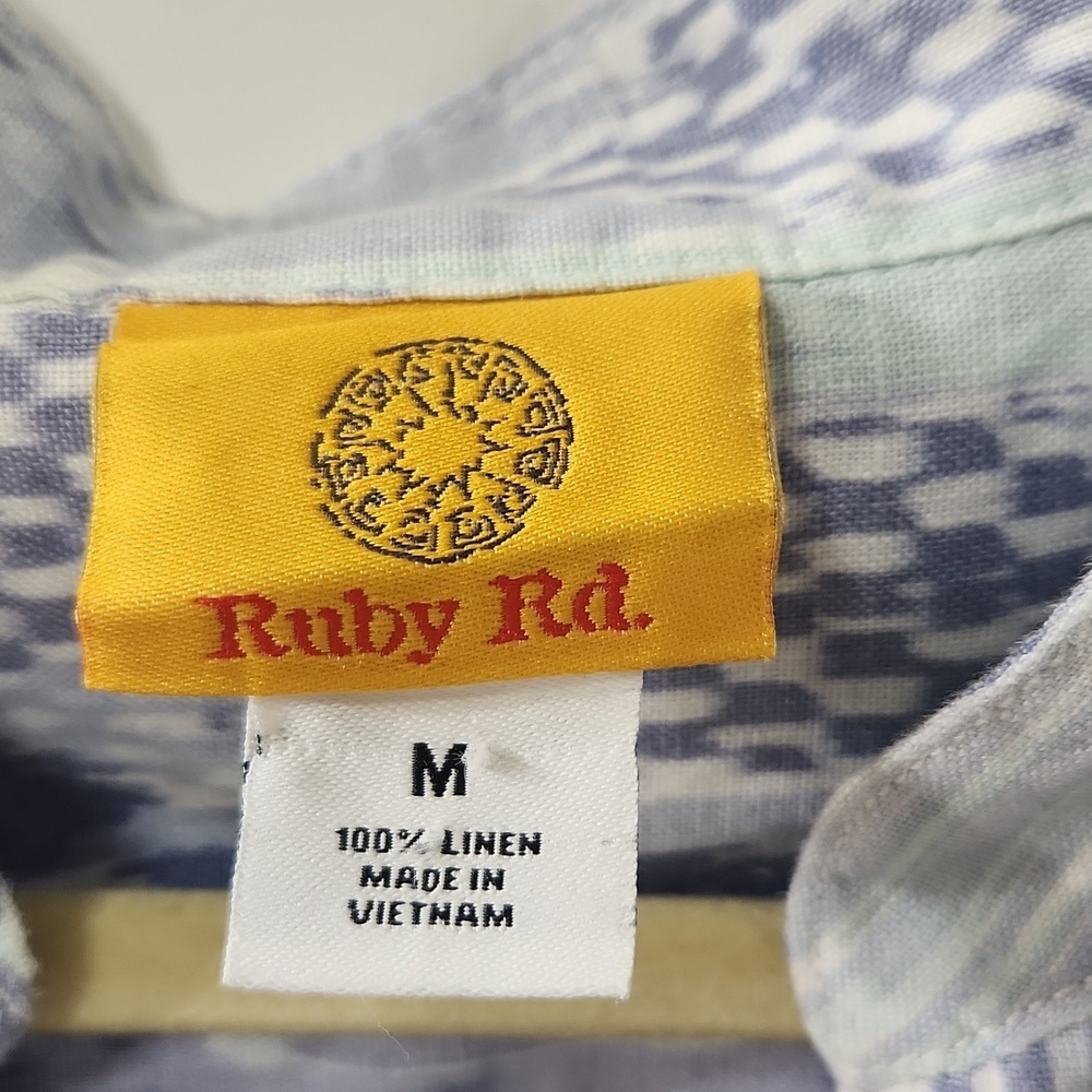 Ruby Rd. Linen Button Down Tunic Medium Blue - Picture 2 of 7